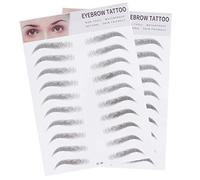 FRCOLOR 2Pcs 3D Eyebrow Transfers Sticker Tattoos Long Lasting Hair-Like Authentic Eyebrows Shaper Brow Makeup Grooming Shaping Sticker for Woman Man (Black)
