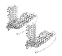 FRCOLOR 2pcs Adjustable Bell Anklet Tribal Foot Chain Jewelry for Women Boho Belly Dance Beach Festival Summer Sandals Accessory