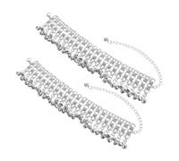 FRCOLOR 2pcs Adjustable Boho Tassel Bell Anklet for Women Tribal Style Foot Chain Jewelry with Melodic Bells Design for Summer Beach Dance Festival and Casual Wear