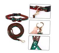 FRCOLOR 2pcs Adjustable Collar Leash Set Christmas Dog Leads Fashion Bow Ties for Pet Dogs