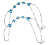 FRCOLOR 2pcs Adjustable Heart Toe Anklet Lightweight Rhinestone Foot Jewelry for Women Beach Accessories Summer Foot Chain Ocean Jewelry