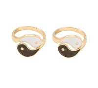 FRCOLOR 2pcs Adjustable Open Finger Rings Vintage Eight Trigrams Alloy Bands Elegant Women Finger Decor for Christmas Mother Day Birthday