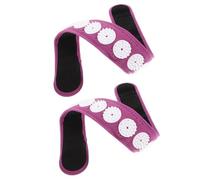 FRCOLOR 2pcs Adjustable Portable Acupuncture Headband Wrap for Head and Neck Massage, Acupressure Strap for Muscle Relaxation and Stress Relief, Purple