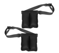 FRCOLOR 2pcs Adjustable Two Pocket Essential Oil Waist Bag for Massage Therapist - Black Double Bottle Lotion Organizer Belt for Spa, Salon, and Travel Use