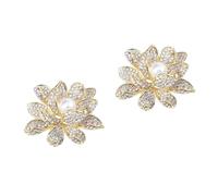 FRCOLOR 2pcs Alloy Pearl Lotus Brooch Elegant Zircon Corsage for Women Multi Functional Floral Accessory for Weddings Parties and Special Occasions