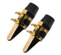 FRCOLOR 2pcs Alto Saxophone Mouthpieces Black Plastic with Gold Ligature Musical Instrument Accessories for Jazz Classical and Contemporary Styles