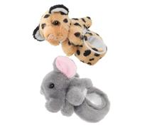 FRCOLOR 2pcs Animal Slap Bracelets Plush Soft Comfortable Bands with Leopard Elephant Design Birthday Party Favor for Boys