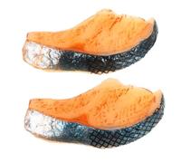 FRCOLOR 2PCS Artificial Fish Slice Model Realistic Thin Seafood Fillet Photo Props for Home Nursery Display Non-breakable Decorative Aquarium Accent