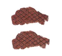 FRCOLOR 2Pcs Artificial Steak Food Model Brown High Simulation Fake Meat Props for Photography Teaching and Kitchen Display Realistic Plastic Simulation