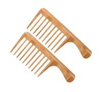 FRCOLOR 2pcs Bamboo Wide Tooth Combs for Hair Styling and Detangling Large Tooth Design for Curly Wet Hair Essential Grooming Tool for Men Women