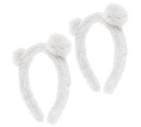 FRCOLOR 2pcs Bear Ear Headband Plush Hair Accessories Cute Playful Design Comfortable Fit Versatile Use White for Applying Skincare and Party