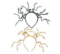 FRCOLOR 2pcs Bendable Medusa Snake Headpiece for Women Plastic Vinyl Egyptian Pharaoh Hair Accessories Deep Green and Earthy Golden Colors Halloween Costume Headwear Flexible Fit for