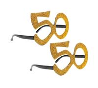 FRCOLOR 2Pcs Birthday Glitter Sunglasses Novelty Eyewear for Photo Props Reusable Party Decorations Fun Shaped Glasses for Anniversaries Celebrations