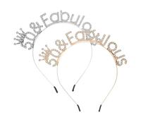 FRCOLOR 2pcs Birthday Headband for Women Gold Silver Rhinestone Princess Crown Tiara Comfortable Fit Sparkling Hairbands for Birthday Party Wedding Prom Accessories