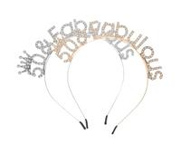 FRCOLOR 2pcs Birthday Party Headwear Happy Birthday Headbands for Women 50th Decorations Tiaras Wedding Bridal Hair Accessories Happy Accessories Rhinestone