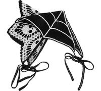 FRCOLOR 2pcs Black Crochet Skull and Spiderweb Bandana Headbands for Women, Gothic Style Fabric Hair Accessories with High Recognition and No Pressure, for Halloween and Daily Outfits