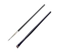 FRCOLOR 2pcs Black Horsehair Eye Makeup Brush Set, Easy to Hold Eyeliner and Eyeshadow Applicators, Designed for Women to Create A Natural Makeup Look