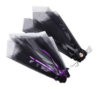 FRCOLOR 2pcs Black Lace Gothic Veil with Roses Mesh Material Lightweight Comfort Headpiece for Halloween Parties and Dressup Events, Easy to Pair Cosplay Accessories