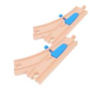 FRCOLOR 2Pcs Blue Wooden Train Track Switch Connectors for Train Compatible with Major Brands Encourages Creative Play and Imaginative Adventures