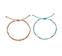 FRCOLOR 2Pcs Bohemian Style Colorful Anklet for Women Unique Multi Folk Design Handmade Beaded Foot Jewelry Comfortable and Durable for Everyday Wear and Gifting
