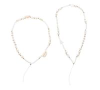 FRCOLOR 2pcs Bohemian Style White Pearl Shell Letter Beaded Mobile Phone Chains with Anti-slip Wrist Strap, Creative Phone Hanging Charms for Women, DIY Decorative Accessories