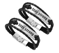 FRCOLOR 2pcs Braided Leather Bracelets for Men Lightweight Fashionable Wristbands with Smooth Surface Skin-friendly Material Classic Black Accessories for Parties and Everyday Wear