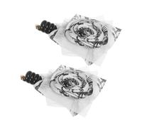 FRCOLOR 2pcs Braided Telephone Wire Hair Bands with Thousand Character Design Puff Bubble Braid Hair Ties for Women and Chinese Style Water Ink Pattern Ponytail Holders Stylish Hairstyling