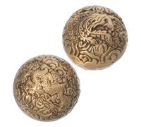 FRCOLOR 2pcs Brass Hand Exercise Balls with Dragon Phoenix Pattern Smooth Rotating Fitness Handballs for Grip Strengthening Finger Coordination Stress Relief and Portable Hand Massage Tool