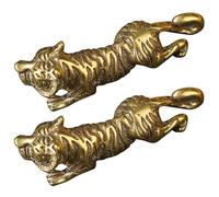 FRCOLOR 2pcs Brass Tiger Ornaments for The Home, Small Chinese Zodiac Tiger Pendants, Multifunctional Bag Decorations with Vintage Design and Golden Colour for Desktop Or Personal Use