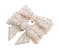 FRCOLOR 2Pcs Bridal Shoe Clips Elegant Faux Pearl Rhinestone Bow Decorations Stylish Crystal Shoe Charms for Formal Footwear for Weddings and Special Occasions