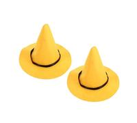 FRCOLOR 2pcs Brim Yellow Felt Witch Hat Vintage Costume Accessory for Halloween Themed Parties Cosplay Durable Eye Catching Design for Festive Decor Dress Up Events