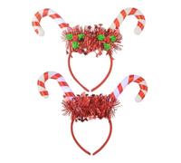 FRCOLOR 2pcs Cane Glow Headband Candy Cane Headbands for Women Glowing Headbands Candy Costume Headband Kids Glowing Christmas Hairband Decor Child Apparel Fashion Plastic