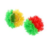 FRCOLOR 2pcs Carnival Afro Wigs Brazil Flag Colors Party Costume Wigs for Adults Funny Clown Hair for Football Fans Stage Shows