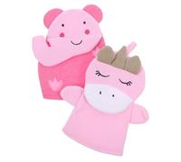 FRCOLOR 2pcs Cartoon Exfoliating Shower Gloves for Kids Skin Scrubbing Mittens (Elephant Unicorn) Bathing Supplies for Gentle Exfoliation and Fun Bath Time