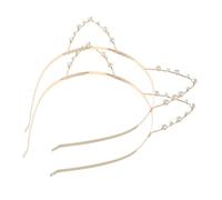 FRCOLOR 2pcs Cat Ear Hairband Alloy Metal Glitter Headband Sparkly Hoop for Women Cosplay Parties Daily Use Lightweight Cute Hair Accessory