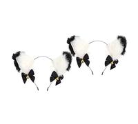 FRCOLOR 2pcs Cat Ear Headband Animal Hair Hoops Party Headdress Black Lace Cat Ears Headband for Girls Boys and Girls Holiday Cosplay