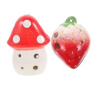 FRCOLOR 2pcs Ceramic Ocarina for Mushroom Strawberry Design Musical Instrument for Early Music Learning and Development