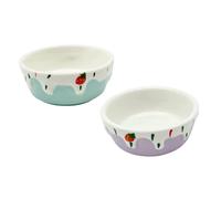 FRCOLOR 2pcs Ceramic Pet Bowls Small Rodent Food Basins for Hamsters Chinchillas Compact Space-saving Design Easy to Clean Water and Food Bowls for Small Animals