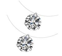 FRCOLOR 2pcs Chic Fashion Necklace Invisible Wire Jewelry Zircon Pendant Necklace for Wife Daughter Friends