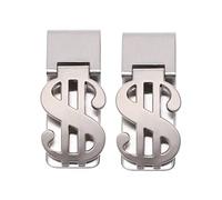 FRCOLOR 2pcs Chic Metal Cash Clip Stainless Wallet Clip Money Holder for Notes Credit Cards