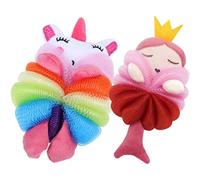 FRCOLOR 2pcs Children's Bath Ball Exfoliating Loofah Mermaid Loofahs Bath Sponges for Shower Kids Body Scrubber Body Sponge Kids Wash Polyethylene Brush Baby Cute