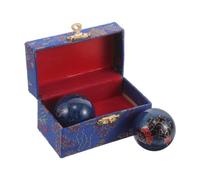 FRCOLOR 2pcs Chinese Enamel Baoding Massage Balls for Hand Exercise and Therapeutic Aid with Enhanced Grip, Blue Hand Massage Balls for Home and Work Use by Elderly and Men