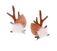 Frcolor 2pcs Christmas Hair Clip Reindeer Antlers Barrette Elk Deer Headpiece Holiday Hair Accessories for Women Girl