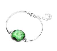 FRCOLOR 2Pcs Clover Bracelet for Women and Elegant Shamrock Crystal Bangles Stylish Jewelry Birthday Christmas St Patricks Day Celebration