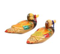 FRCOLOR 2pcs Colorful Drawing Wooden Duck Shape Ornaments Creative Elegant Home Desktop Decors Not Easy to Knock over Long Time Use