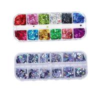 FRCOLOR 2pcs Colorful Nail Sequins Set Four-pointed Star Nail Art Supplies with Box for Easy Application Natural Artificial for Women and Girls