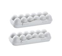 FRCOLOR 2pcs Compartment Egg Storage Holder with Lid for Fridge Stackable Refrigerator Organizer Boxes High-grade Plastic Egg Container for Kitchen Freezer Pantry Camping and Picnic Use