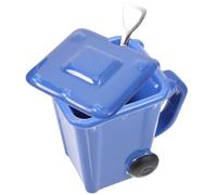 FRCOLOR 2pcs Creative Cup Reusable Water Mug Trash Bin Shape Ceramic with Spoon Practical Non-Skid Hands Simple Classic Design Funny Appearance for Holidays and Parties