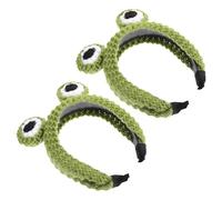 FRCOLOR 2pcs Crochet Frog Headband Knit Hairband Cozy Comfortable Fit Adorable Frog Eye Shape Green Yarn Spa Hair Accessories for Women