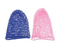 FRCOLOR 2Pcs Crochet Mesh Hair Protector for Women Stretchy Comfortable Sleeping Cap Hairnet Fits Most Sizes Royal Blue and Pink
